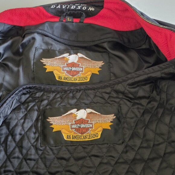 Vtg Harley Davidson Racing Jacket Mens L Black Quilted Detach Lining Pockets Zip - Picture 3 of 16